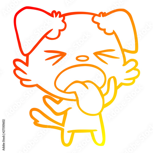 warm gradient line drawing cartoon disgusted dog