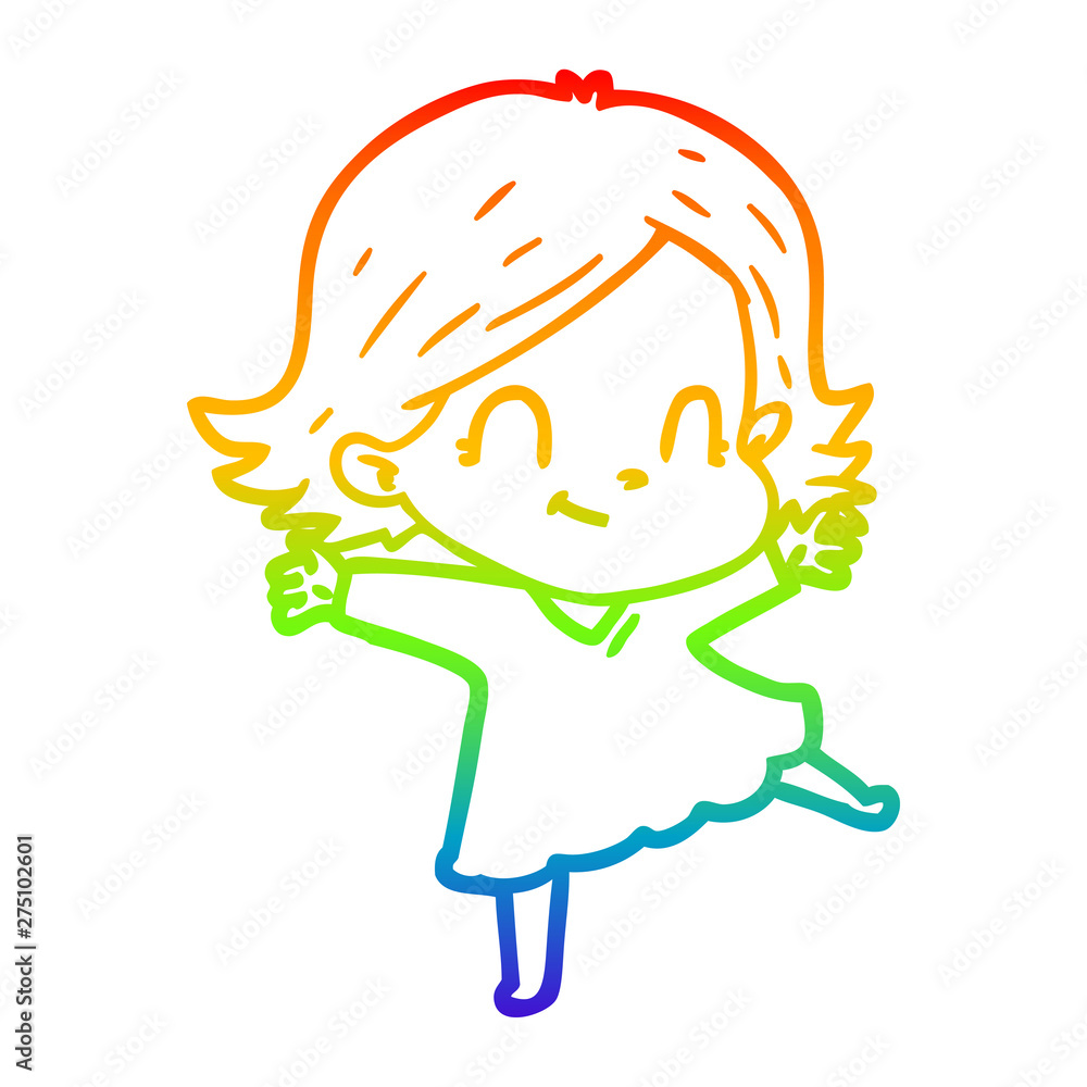 rainbow gradient line drawing cartoon friendly girl rainbow gradient line drawing cartoon friendly girl