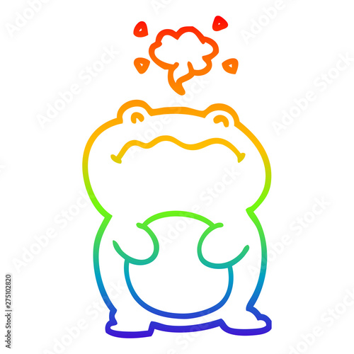 rainbow gradient line drawing cartoon frog