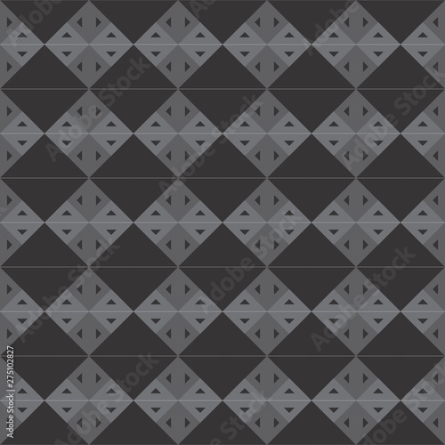 Black and grey abstract seamless vector pattern. Background composed of triangles with modern design. 