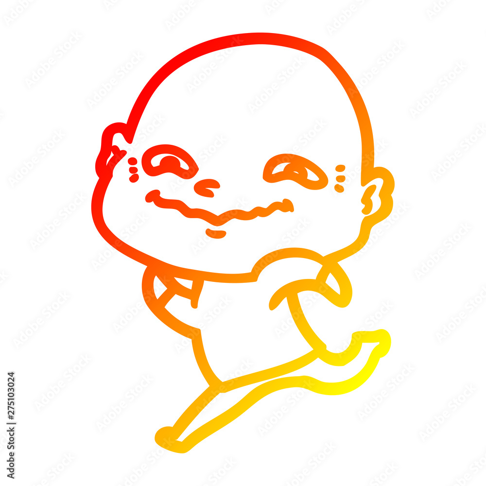 Fototapeta premium warm gradient line drawing cartoon creepy guy