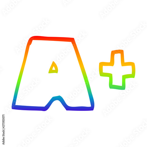 rainbow gradient line drawing cartoon letter grades