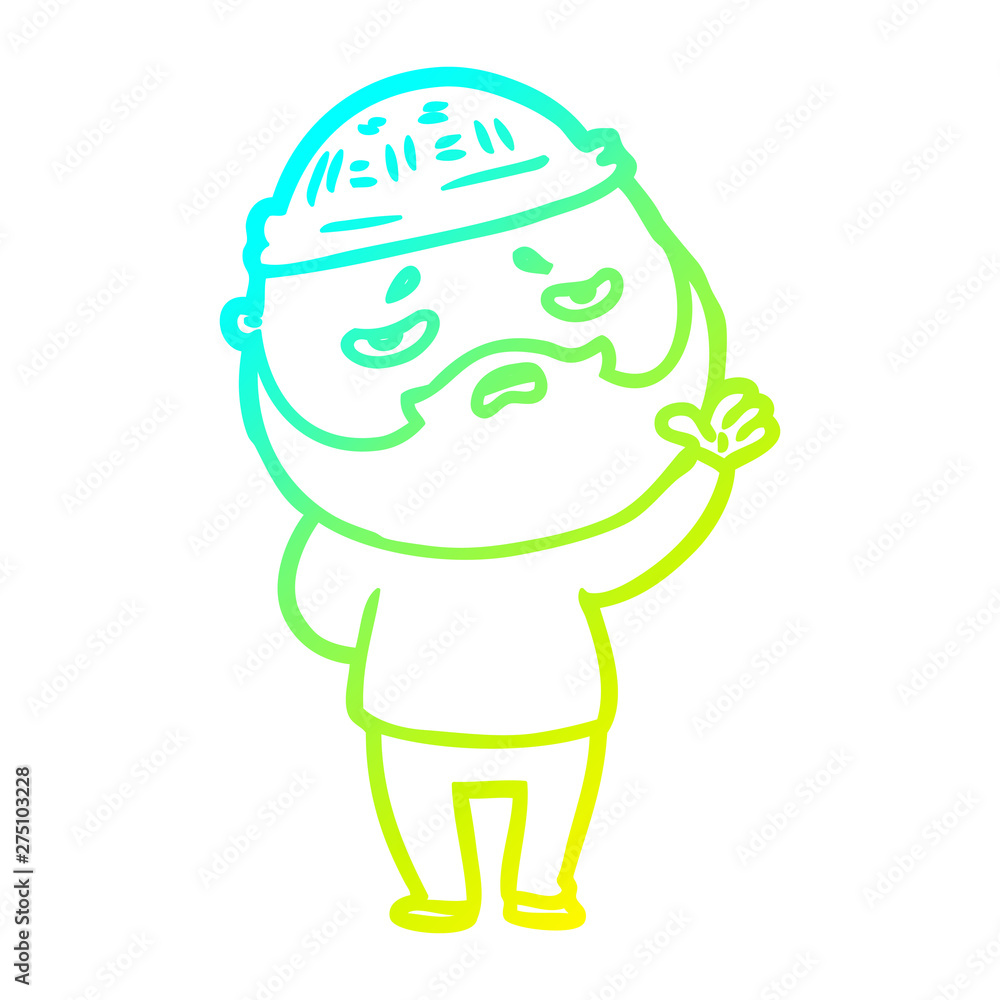 cold gradient line drawing cartoon worried man with beard cold gradient line drawing cartoon worried man with beard