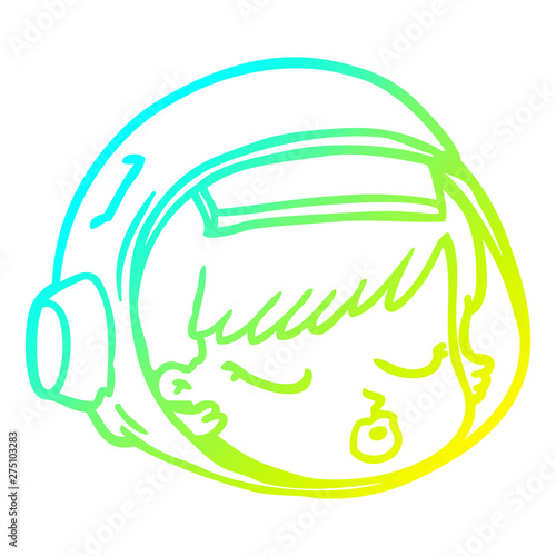 cold gradient line drawing cartoon astronaut face