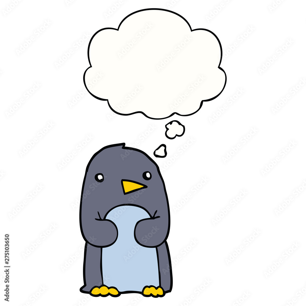 Fototapeta premium cartoon penguin and thought bubble
