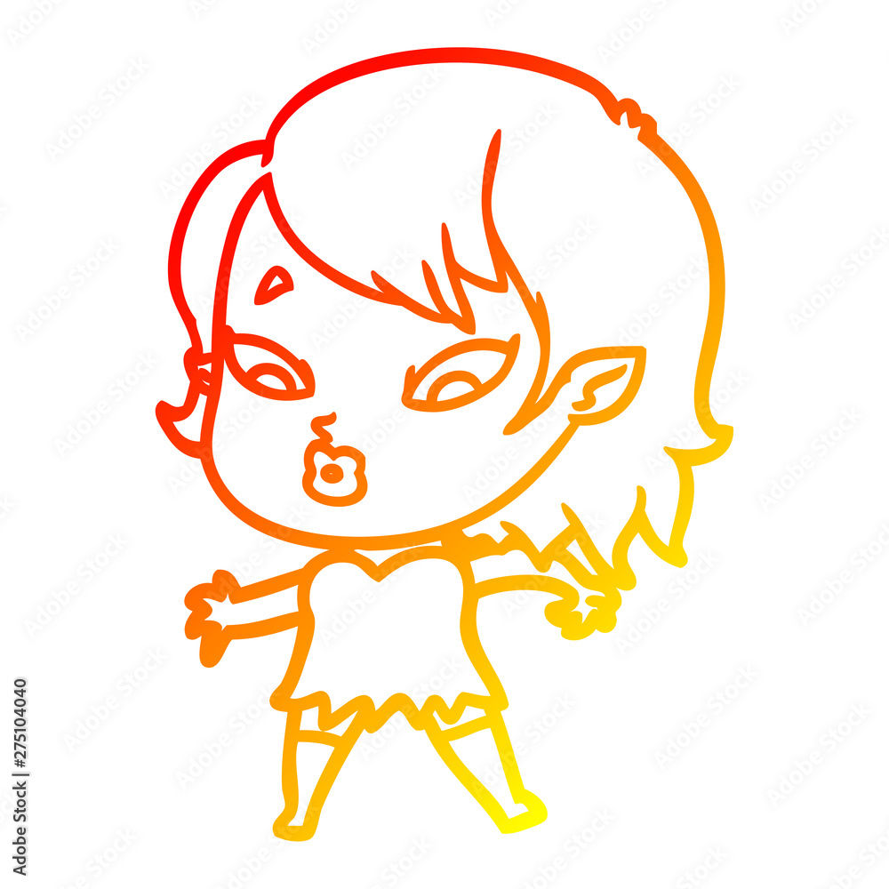warm gradient line drawing cute cartoon vampire girl warm gradient line drawing cute cartoon vampire girl