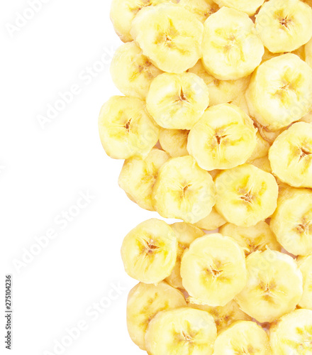 Banana slices isolated on white background