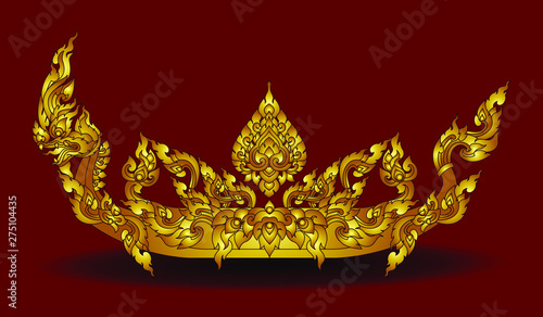 Golden Tattoo Serpent or Naga vintage style