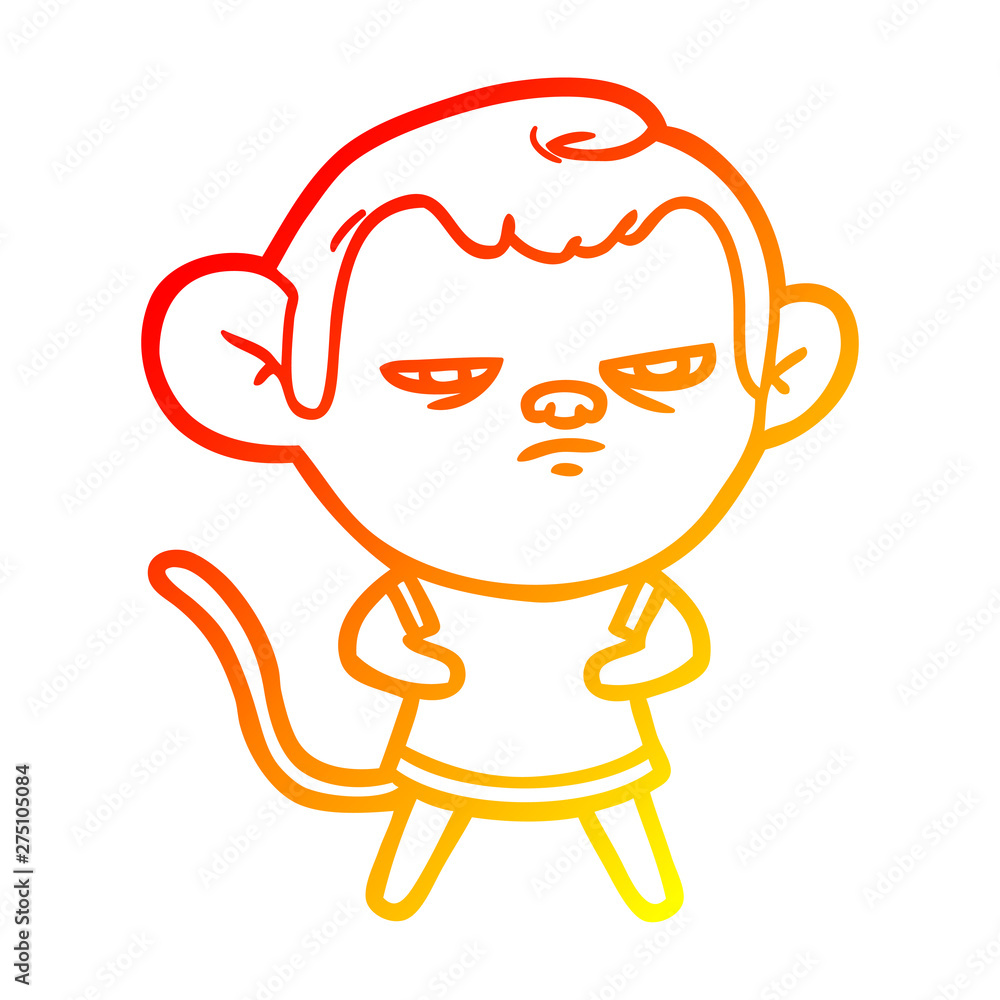 warm gradient line drawing cartoon monkey warm gradient line drawing cartoon monkey