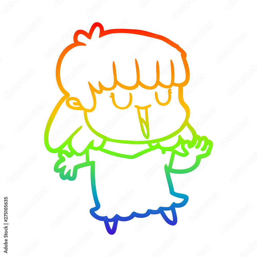 rainbow gradient line drawing cartoon woman rainbow gradient line drawing cartoon woman