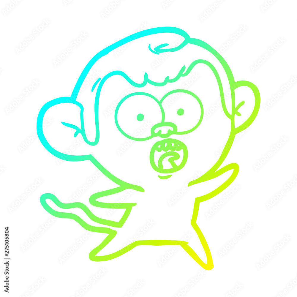 Fototapeta premium cold gradient line drawing cartoon shocked monkey