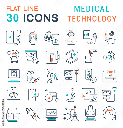 Set Vector Line Icons of Medical Technology