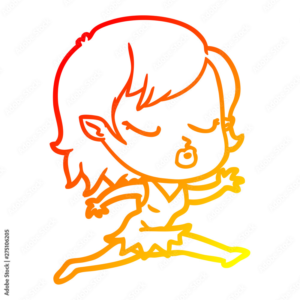 warm gradient line drawing cute cartoon vampire girl warm gradient line drawing cute cartoon vampire girl