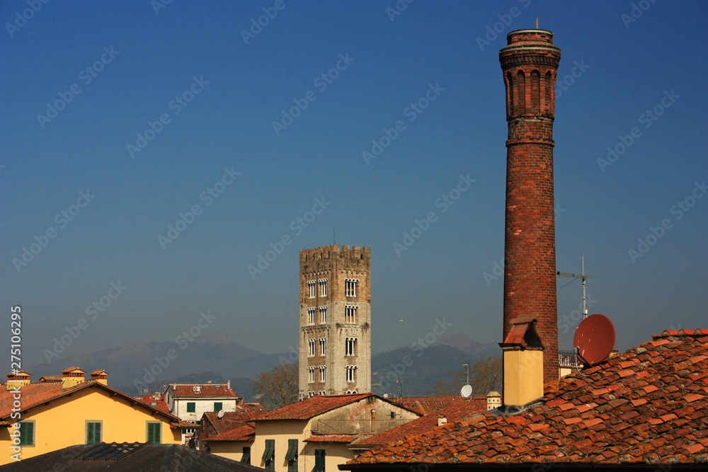 Ancient tower in the city of Lucca, Italy