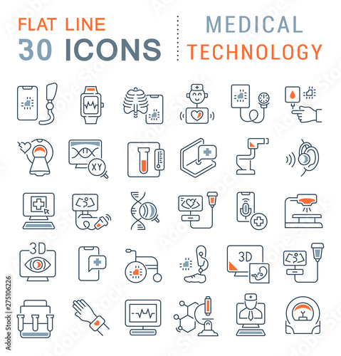 Set Vector Line Icons of Medical Technology