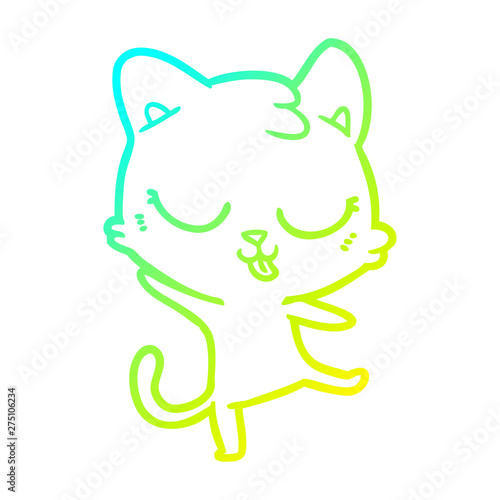 cold gradient line drawing cartoon cat