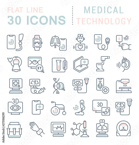 Set Vector Line Icons of Medical Technology
