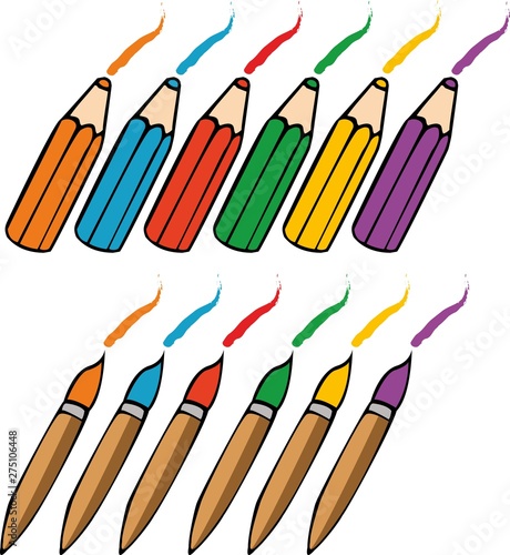 Lapices y pinceles de colores