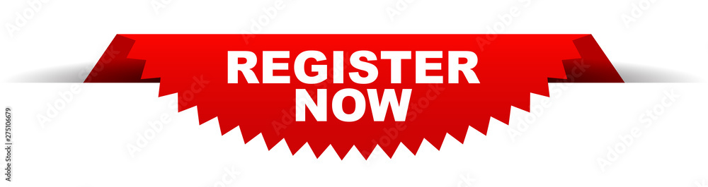 red vector banner register now red vector banner register now