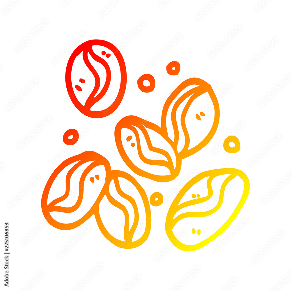warm gradient line drawing cartoon coffee beans warm gradient line drawing cartoon coffee beans