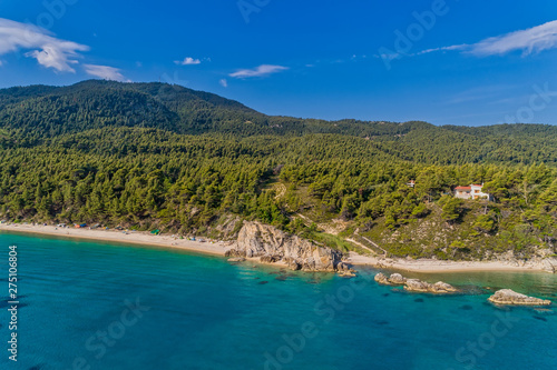 View of Fava Beach at Chalkidiki, Greece. Aerial Photography. © ververidis