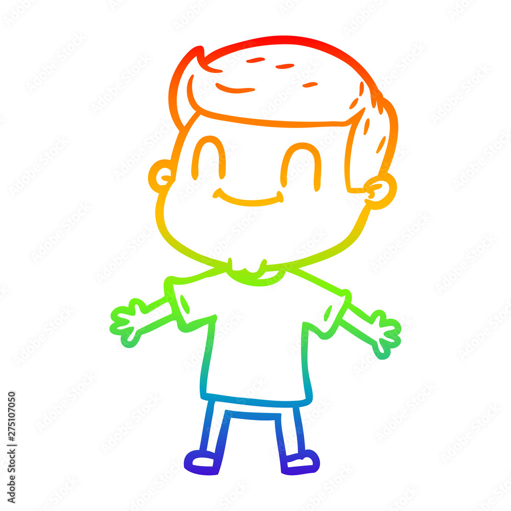 rainbow gradient line drawing cartoon friendly man