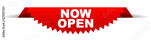 red vector banner now open