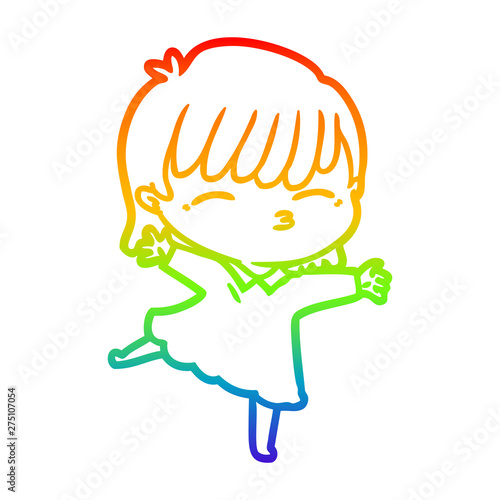 rainbow gradient line drawing cartoon woman