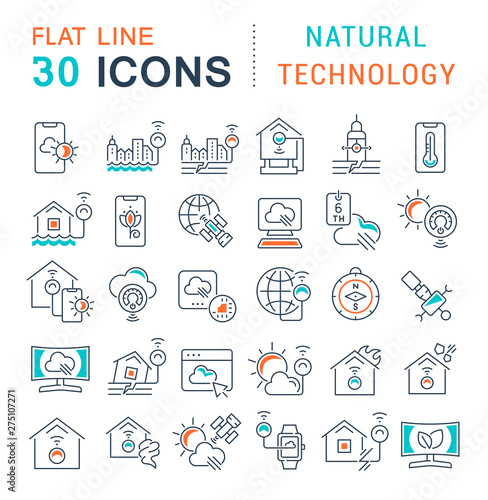 Set Vector Line Icons of Natural Technology