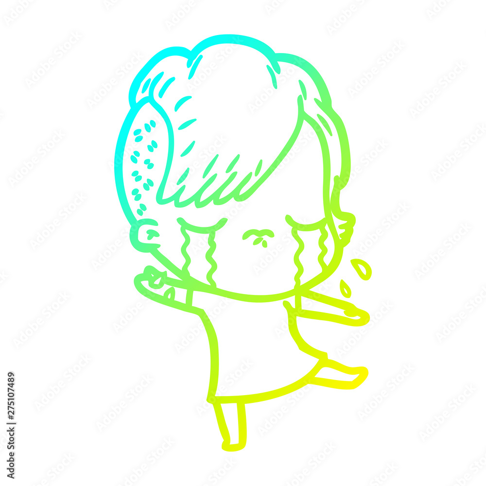 cold gradient line drawing cartoon crying girl cold gradient line drawing cartoon crying girl