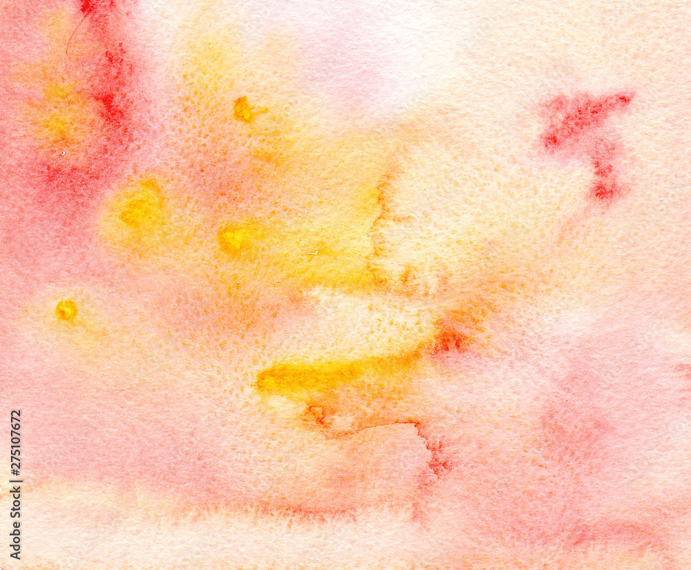 Fototapeta premium Abstract yellow red watercolor blurred background.Bright soft gradient color.Graphic element for design