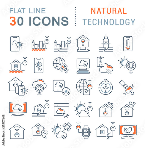 Set Vector Line Icons of Natural Technology