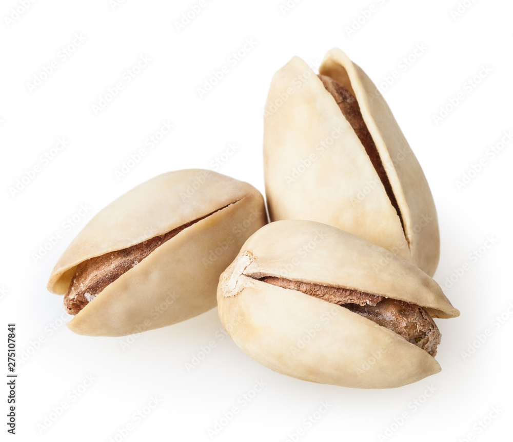Salted pistachios isolated on white background with clipping path Salted pistachios isolated on white background with clipping path
