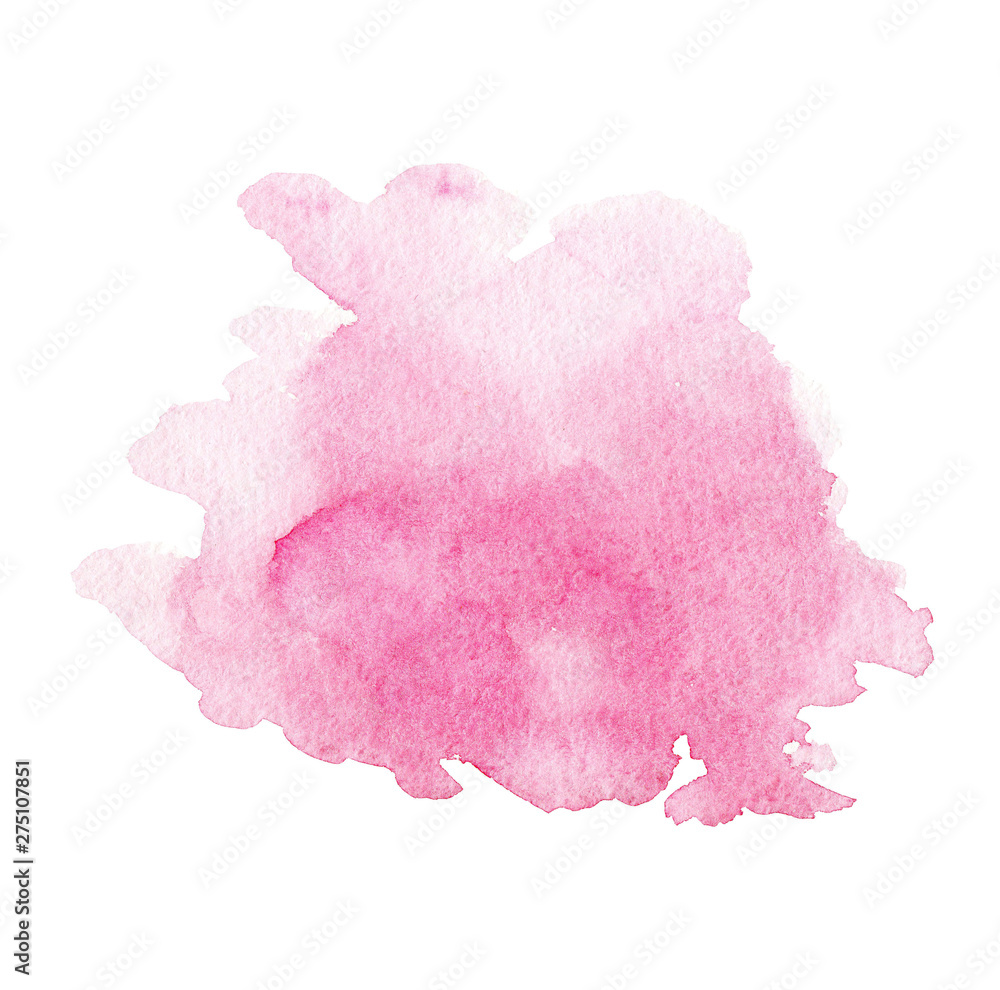 Hand drawn abstract watercolor pink splashing on white background.Texture for Valentine day or wedding card.