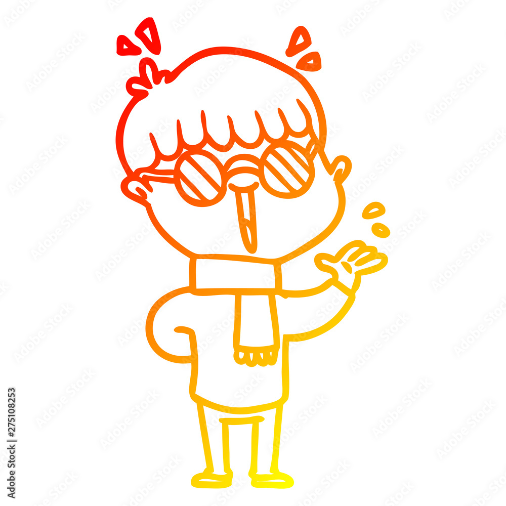 warm gradient line drawing cartoon boy wearing spectacles warm gradient line drawing cartoon boy wearing spectacles