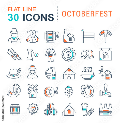 Set Vector Line Icons of Octoberfest
