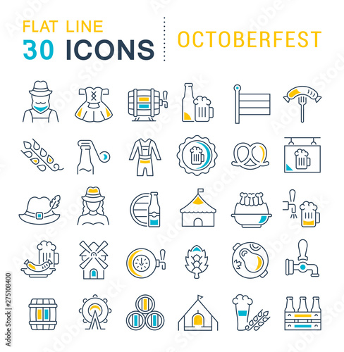 Set Vector Line Icons of Octoberfest