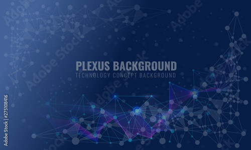 Abstract plexus background with connected lines and dots. Wave flow for your visit card or flyer background. Vector illustration.
