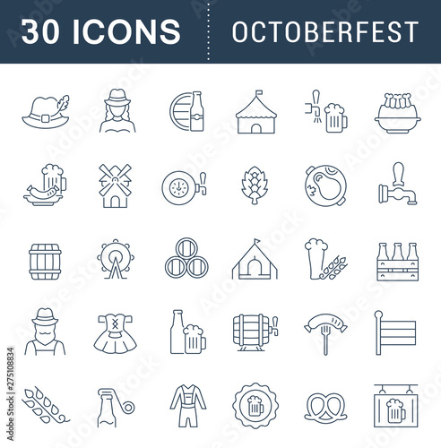 Set Vector Line Icons of Octoberfest