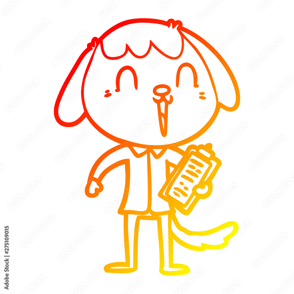 warm gradient line drawing cute cartoon dog wearing office shirt warm gradient line drawing cute cartoon dog wearing office shirt