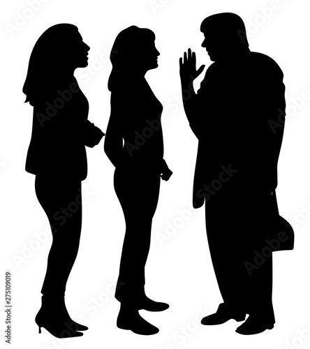 Elderly woman telling an interesting story to two young curious girls. Concept of illustration is that aged women have a lot of life experience and wisdom to offer for young people.