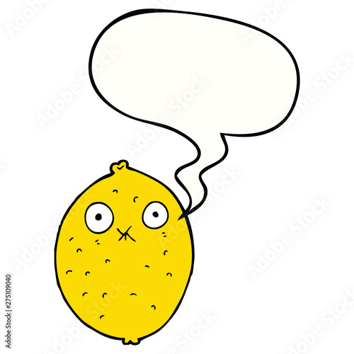 cartoon bitter lemon and speech bubble
