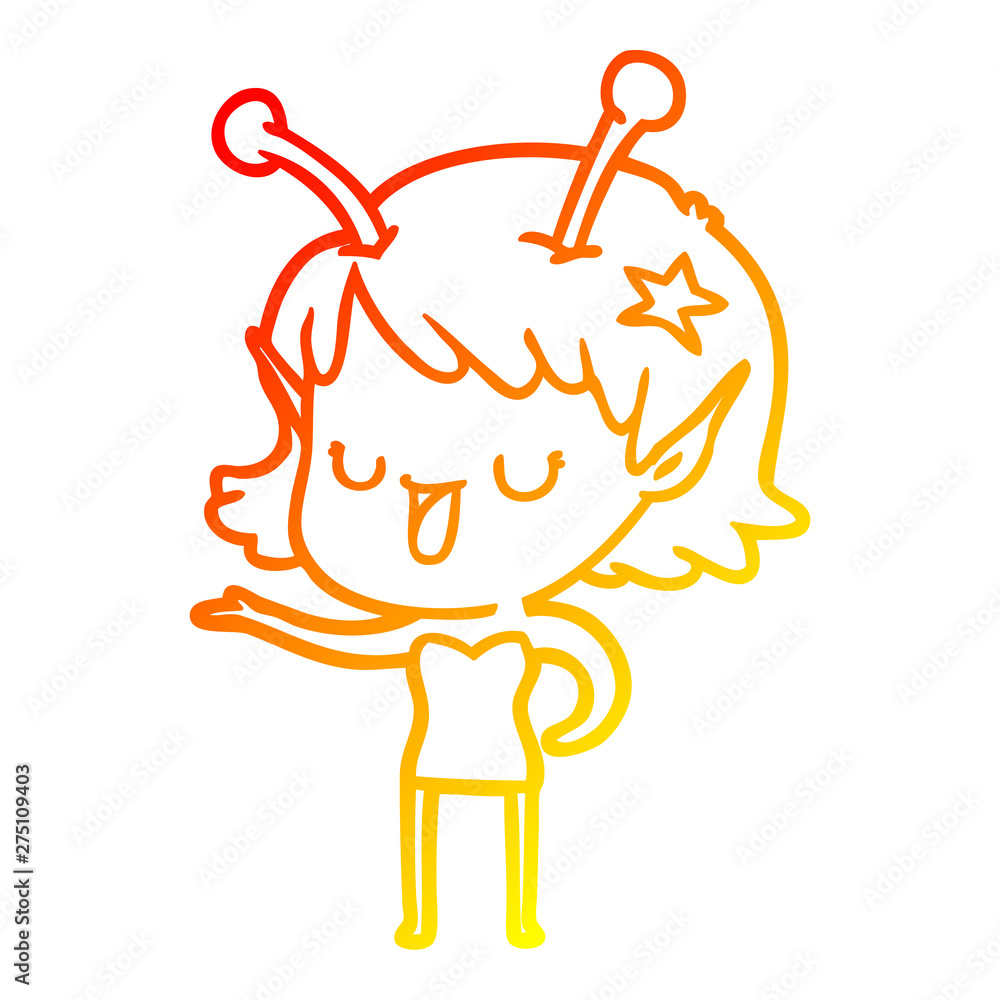warm gradient line drawing happy alien girl cartoon laughing warm gradient line drawing happy alien girl cartoon laughing