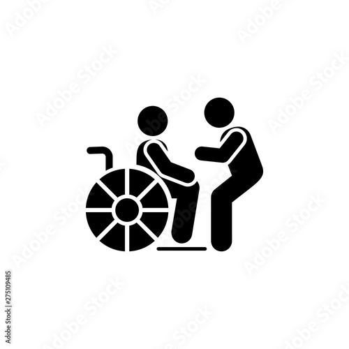 Wheelchair, help, volunteer, handicap icon. Element of volunteer pictogram icon