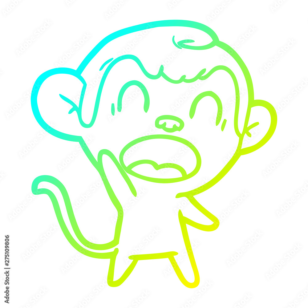 cold gradient line drawing shouting cartoon monkey cold gradient line drawing shouting cartoon monkey