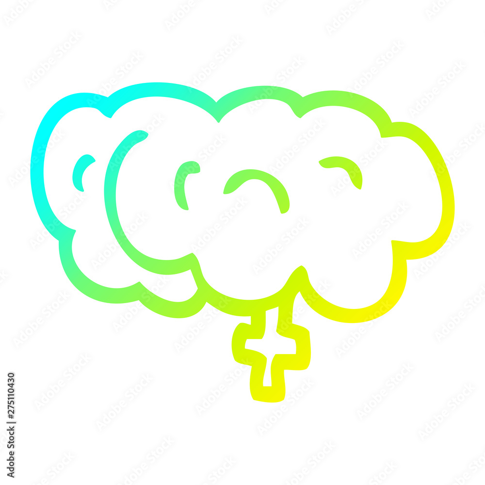 cold gradient line drawing cartoon zombie brain cold gradient line drawing cartoon zombie brain