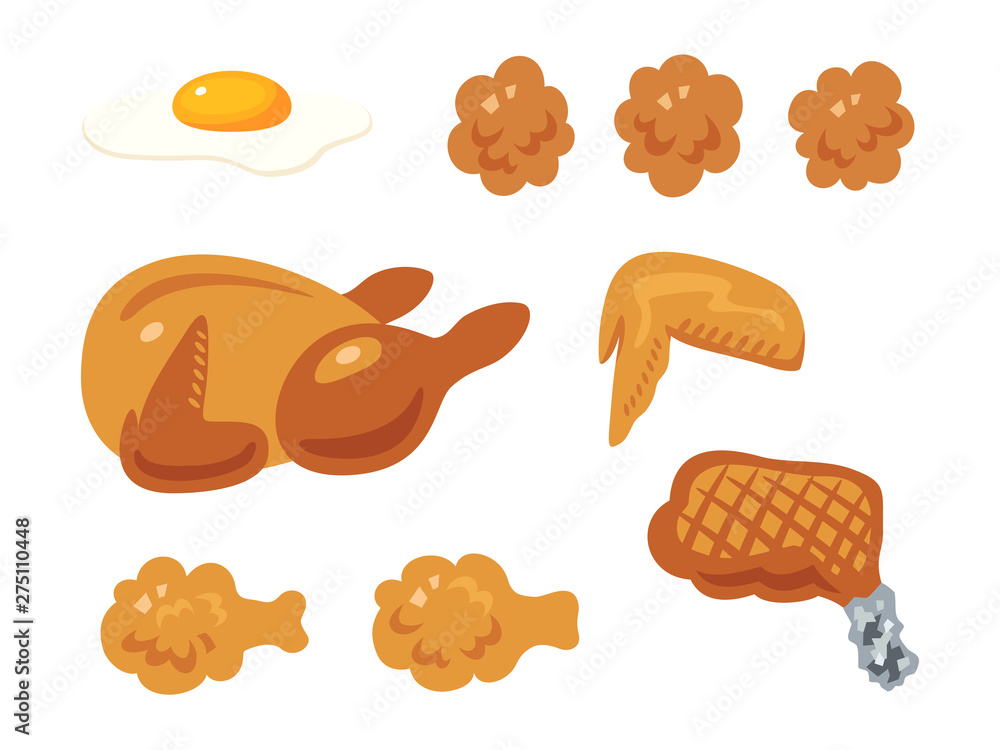 鶏肉料理のイラストセット 線なし Stock Vector Adobe Stock 鶏肉料理のイラストセット 線なし Stock Vector Adobe Stock