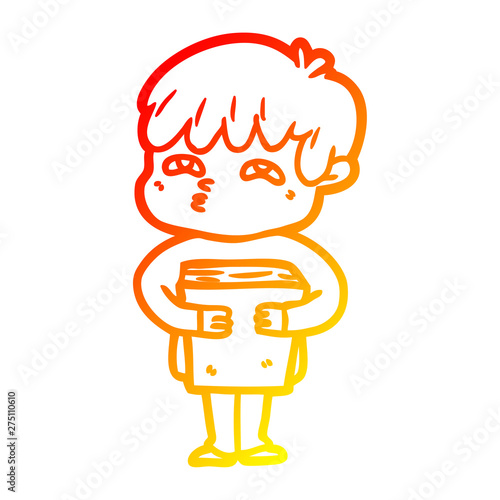 warm gradient line drawing cartoon curious man