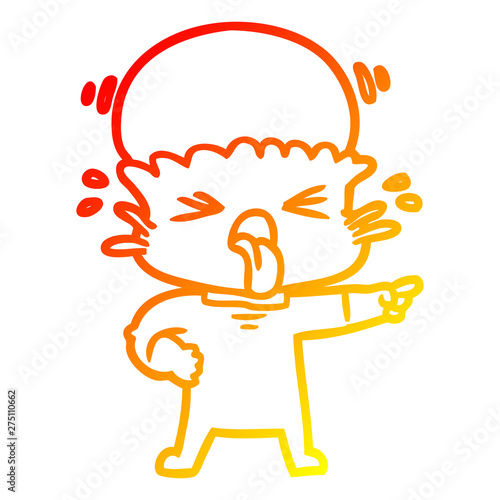 warm gradient line drawing disgusted cartoon alien