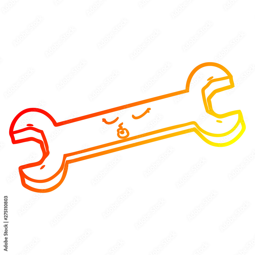 warm gradient line drawing cartoon spanner